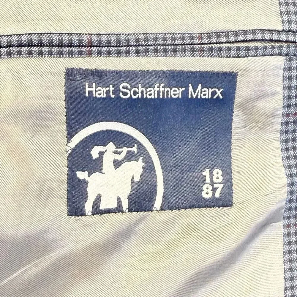 Hart Schaffner Marx Two-Button Blazer/Sport Coat Blue Micro-Houndstooth 42S